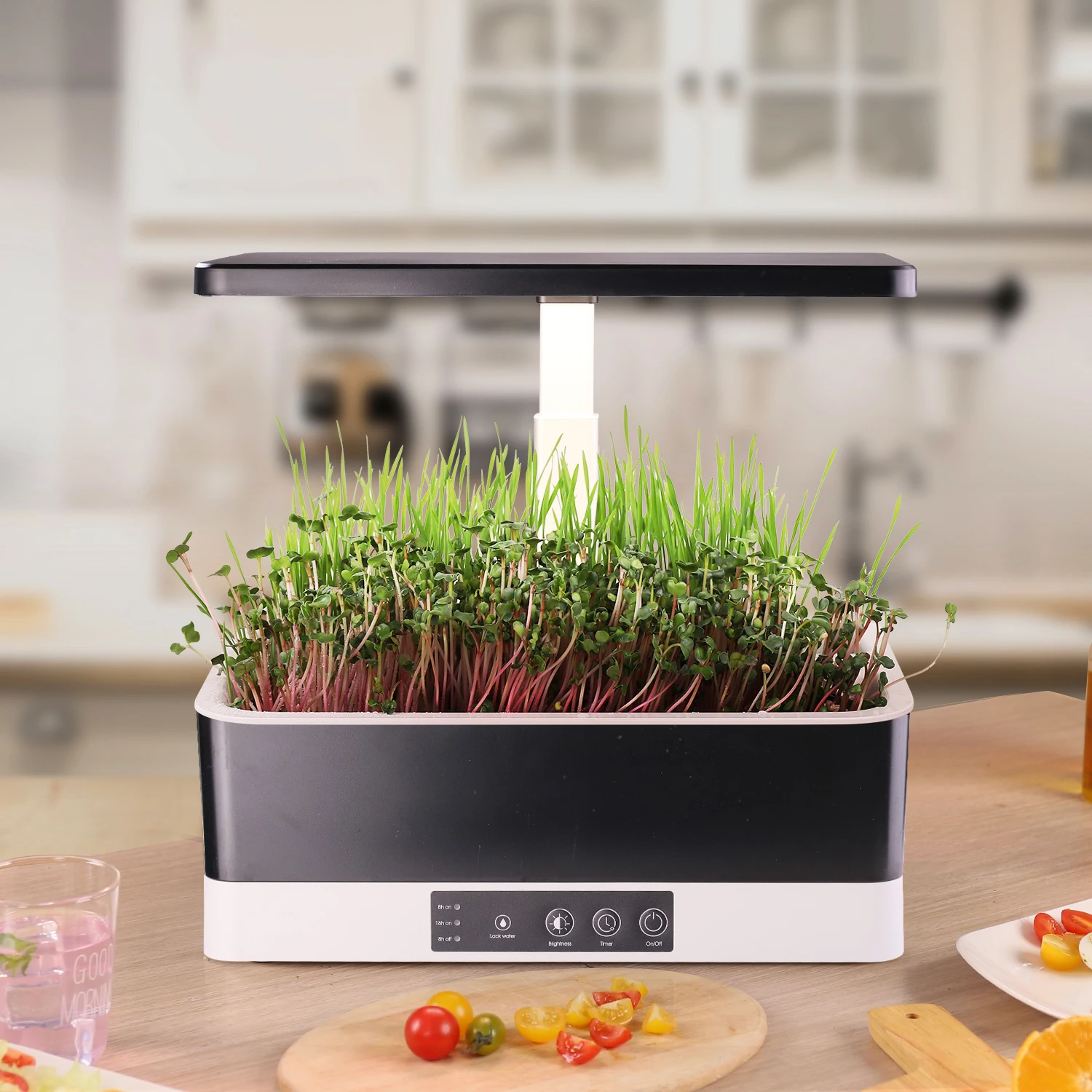 indoor gardening system microgreen growing system indoor garden hydroponic smart included LED grow light and growing trays