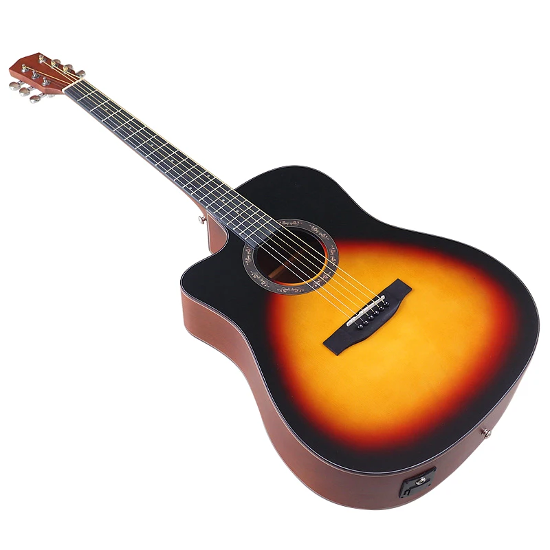 

Акустическая гитара для левой руки, 6-струнная верхняя часть из ламинированного ели, 41-дюймовый дизайн с вырезом, матовый корпус из дерева Sapele, народная гитара