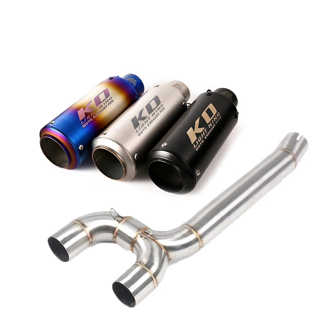 For YAMAHA FZ6 26N F263 51MM Motorcycle Exhaust System Muffler Middle Link Pipe Escape Stainless Steel Removable DB Killer