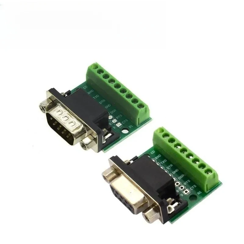 DB9 Solderless Terminal Adapter 9Pin Male Female RS232 RS485 Serial Breakout Board for Industrial Control PLC