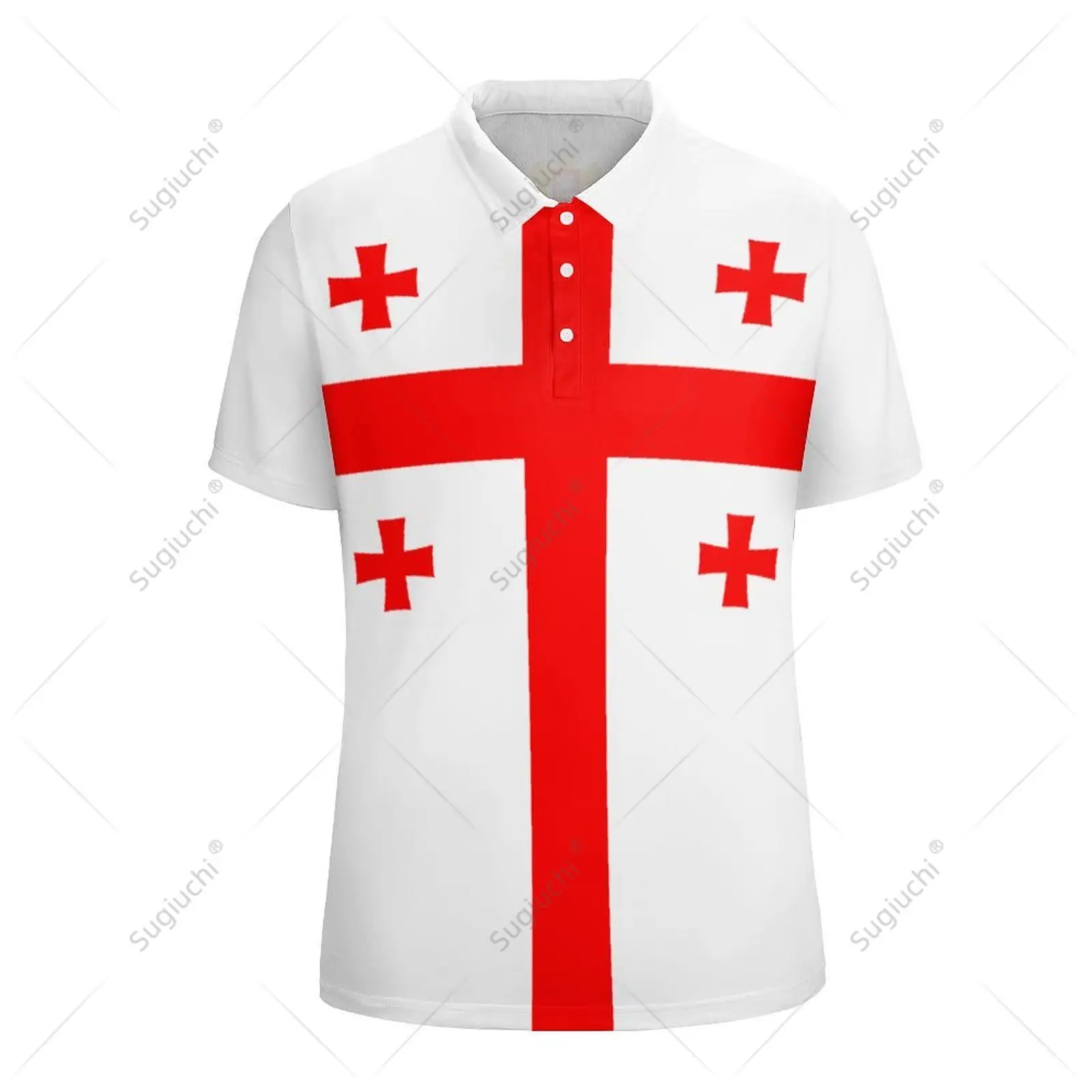 Unisex Polo Shirt Georgia Flag 3D Print Man Polo Fashion Clothing Tracksuits Short Sleeves