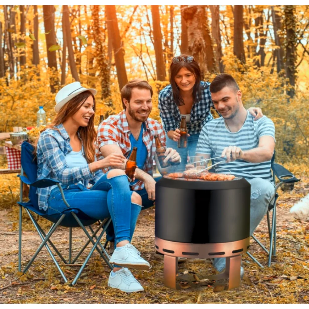 Outdoor Smokeless Fire Pit Stove 18'' for Camping Bonfire, Wood Burning Fire Place Firepit with Stand for Patio Backyard Outside