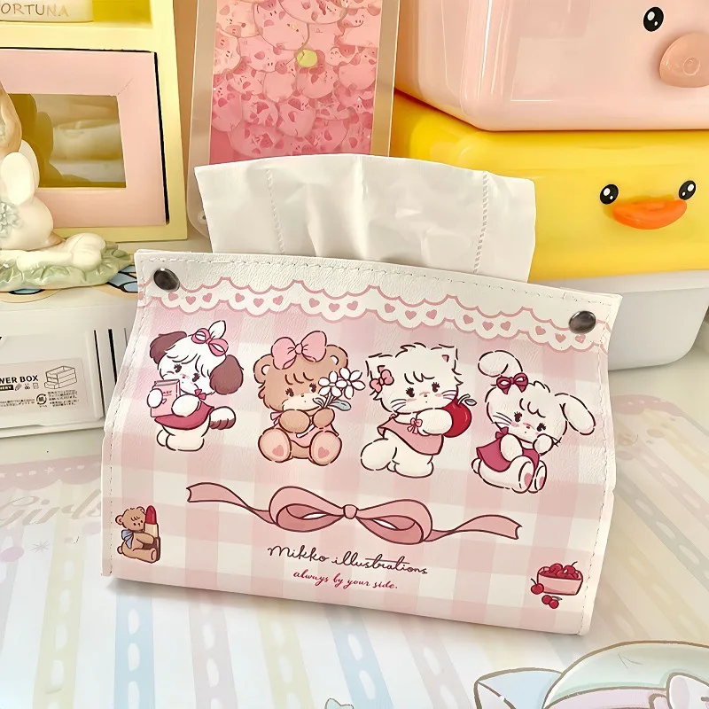 Cute Mikko Printed Tissue Box Napkin Holder Desktop Car Paper Towel Container Kawaii Home Living Room Decoration Gift - view 2
