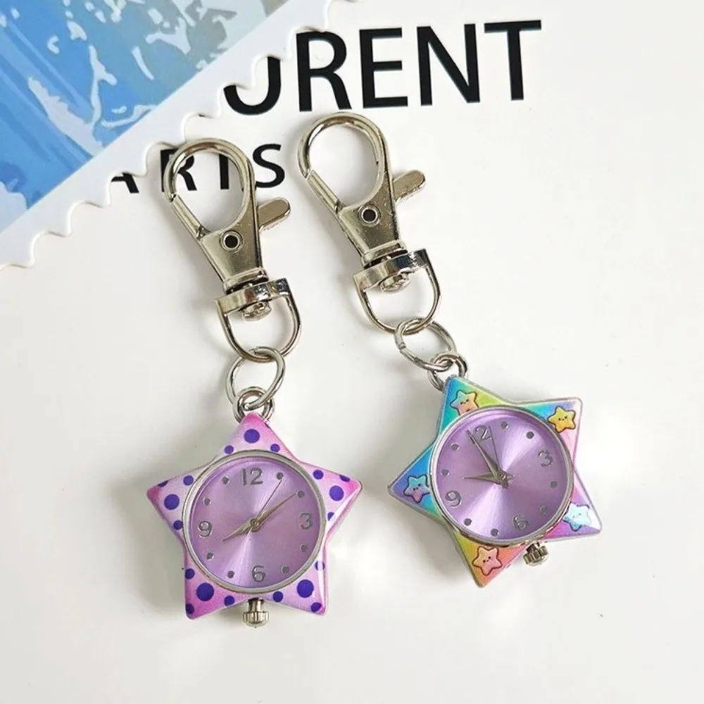 Lightweight Star Shaped Star Keychain Watch Pentagram Design Portable Pocket Watch Hanging Watch Students Nurse