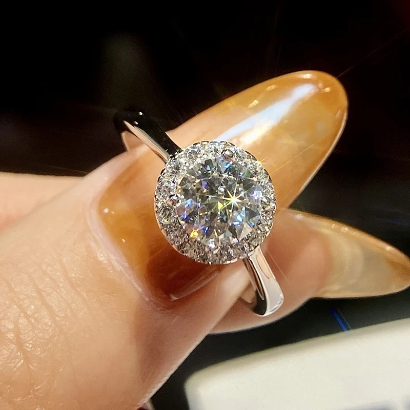 

GRA Роскошные кольца D цвета с муассанитом и бриллиантами, оригинальные кольца из стерлингового серебра 925 пробы для женщин, классические обручальные ювелирные изделия