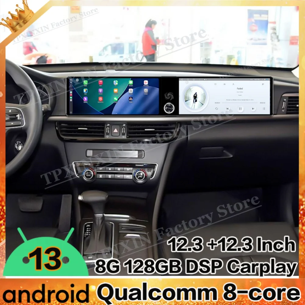 

Интерakcja с двойным экраном Android Auto для Kia K5 2016 ~ 2019 Мультимедийная GPS-навигация Автомобильный радиоприемник Стереоприемник Carplay Головное устройство