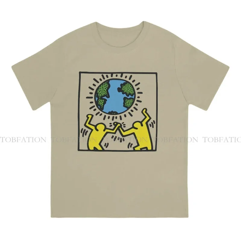 Haring Geometric Graffiti Love The World Tshirt Graphic Men Tops Vintage Punk Summer Clothing Cotton Harajuku T Shirt