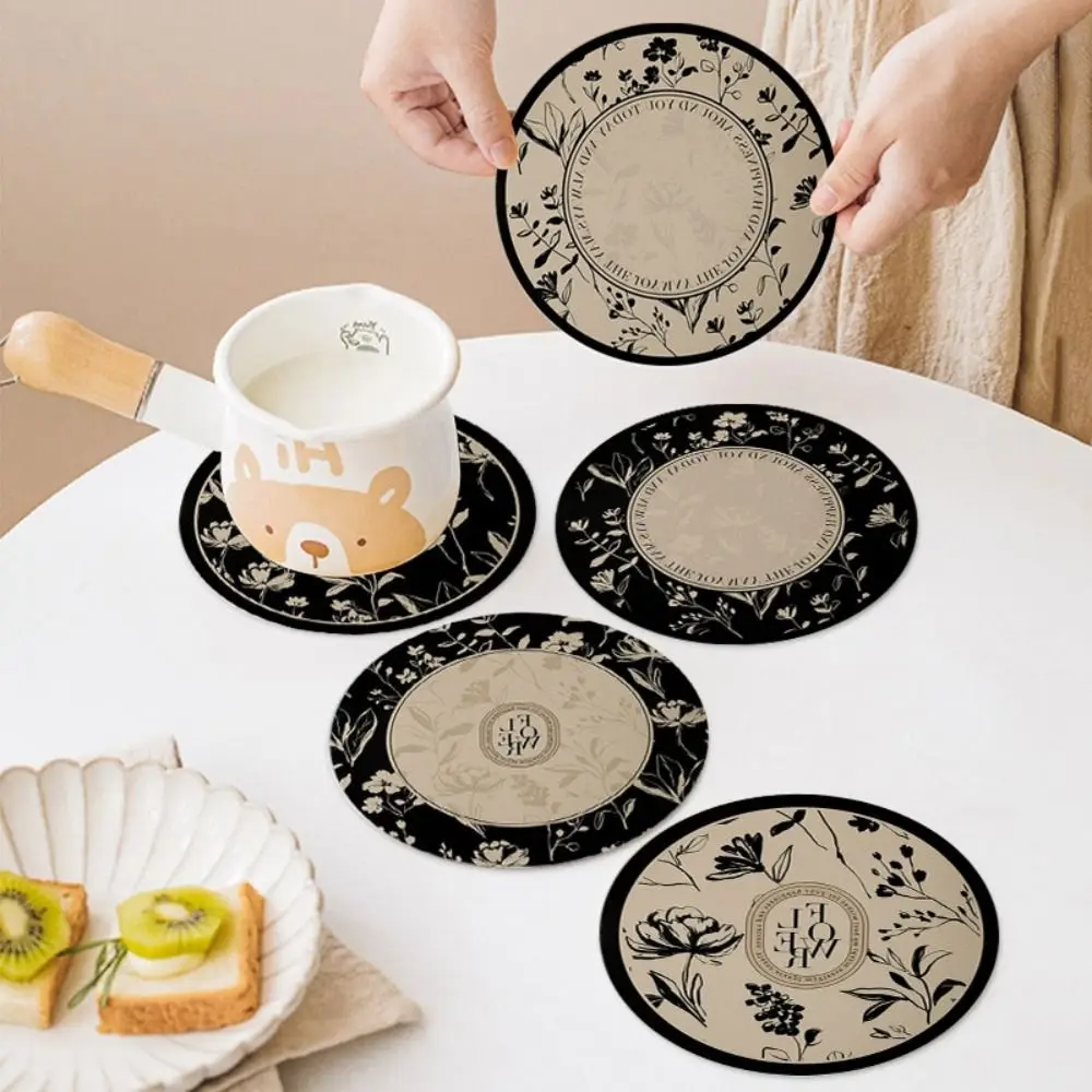 New Retro Placemat Floral Pattern Nordic Style Coffee Cup Dish Mat Anti-slip Table Decor Tablemat