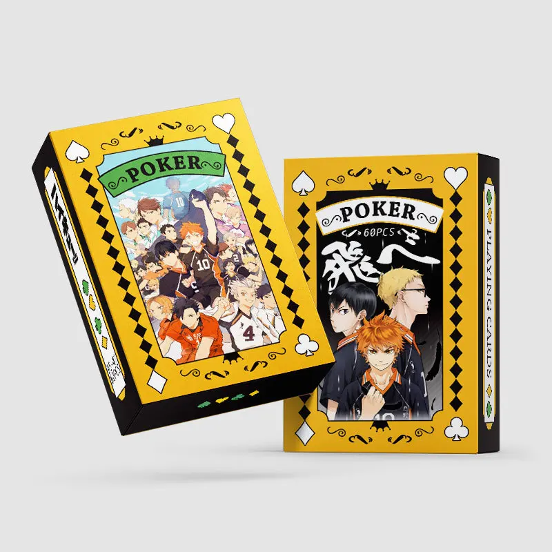 Anime poker brinquedo haikyuu cartas de jogo de tabuleiro hinata shyouyou kageyama tobio cosplay capa dura presente de coleção