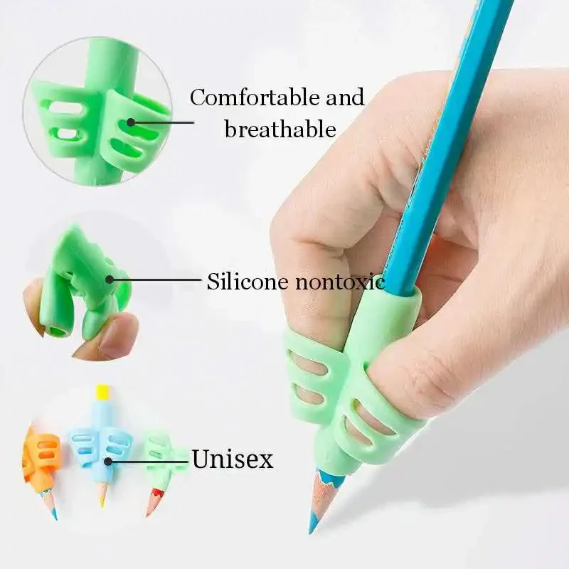 1-20Pcs Children Writing Pencil Pan Holder Kids Learning Practise Silicone Pen Aid Grip Posture Correction Device For Students