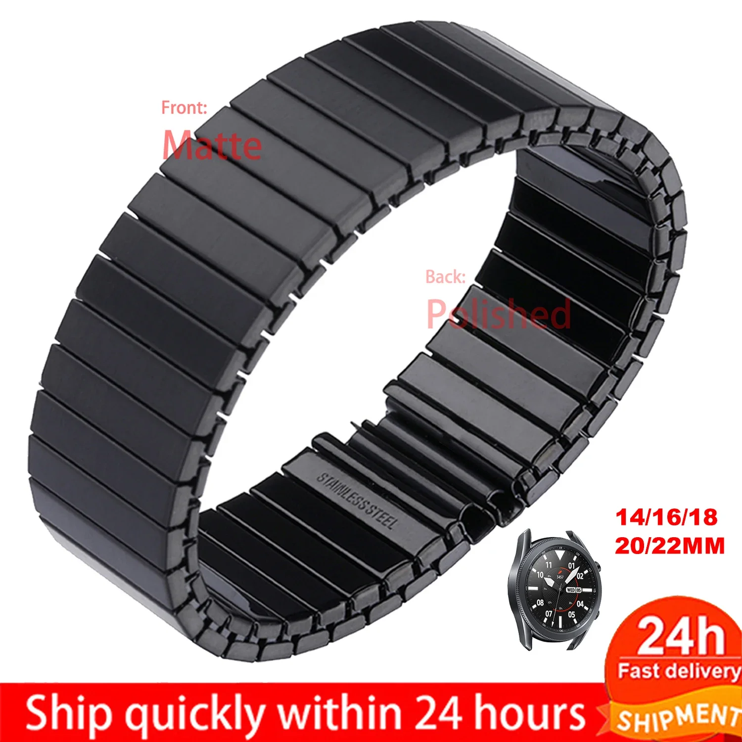 14/16/18/20/22mm Elastic Band Strap for Samsung Galaxy Watch 3 41mm 45mm for Huawei Watch GT3 GT2 46mm Stainless Steel Bracelet