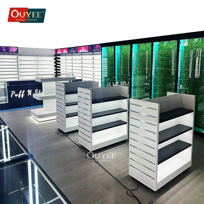 custom.Retail Dispensary Furniture Shop Wood Display Cabinet Showcase Cabinet Shop Design Smoke Shop Custom With Glass