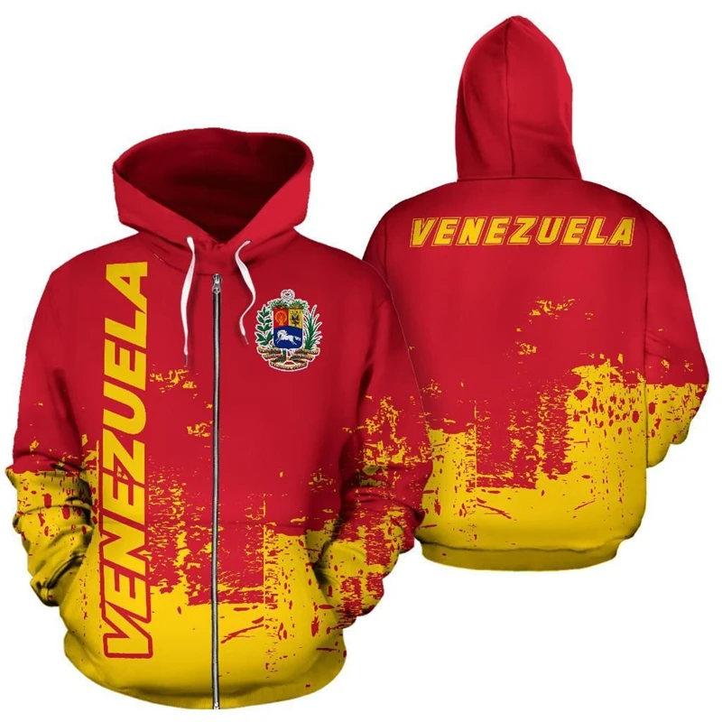 Venezuela Vlag Kaart Grafische Sweatshirts En Nationale Embleem Rits Hoodies Voor Mannen Kleding Casual Mannelijke Hoody Sport Jongen Pullovers