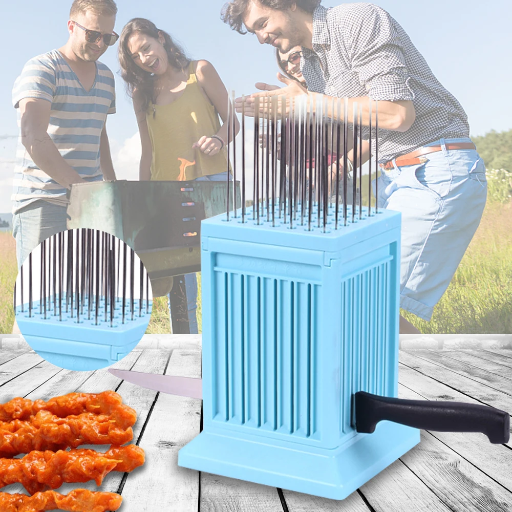 Barbecue Stringer Box Machine Kebab Maker Barbecue Accessories Skewer Tools 49 Holes Beef Pork Meat Vegetables