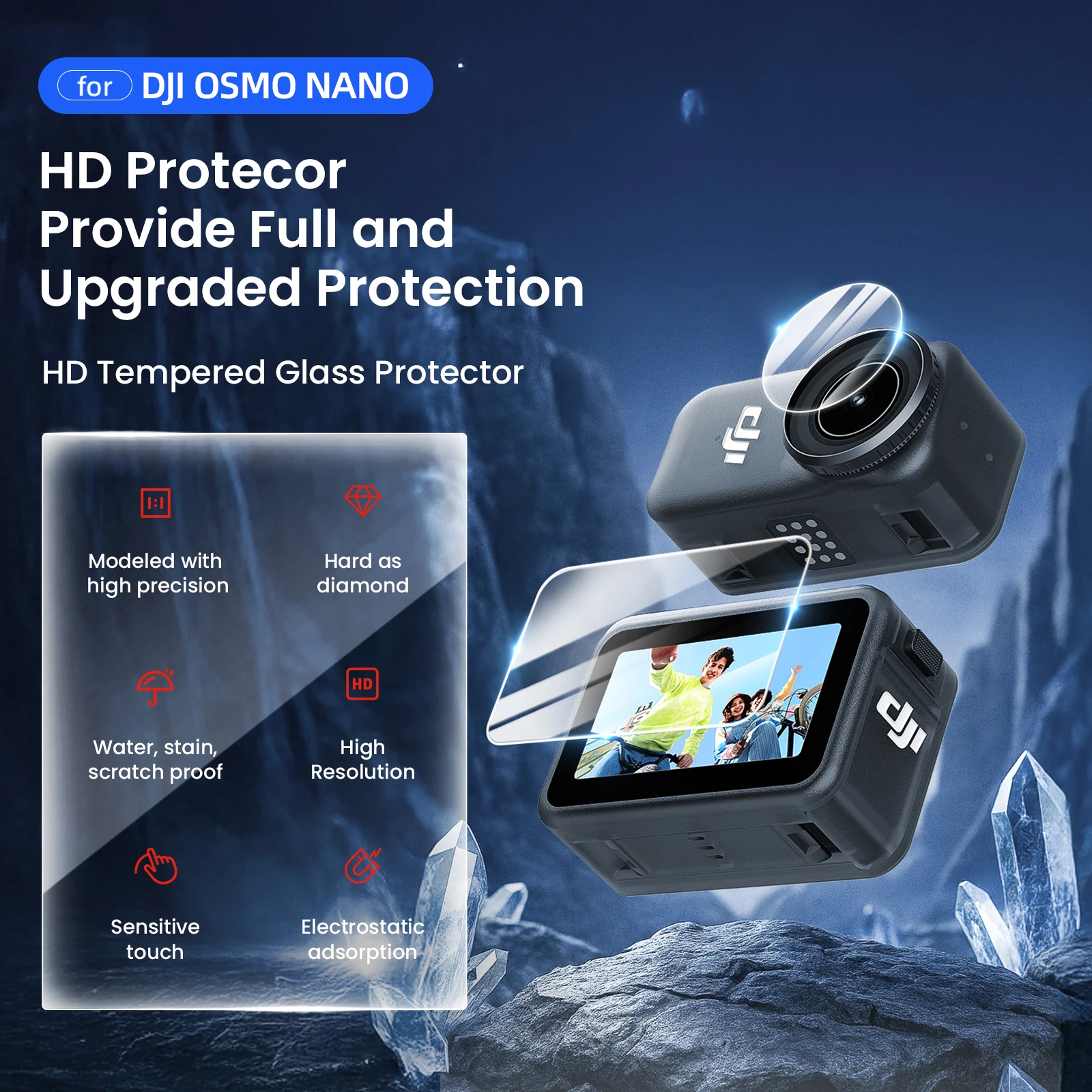 aMagisn Screen Tempered Glass Camera Lens Hydrogel Film ,9H+ Hardness Crystal Clear Protective Accessories for DJI Osmo Nano