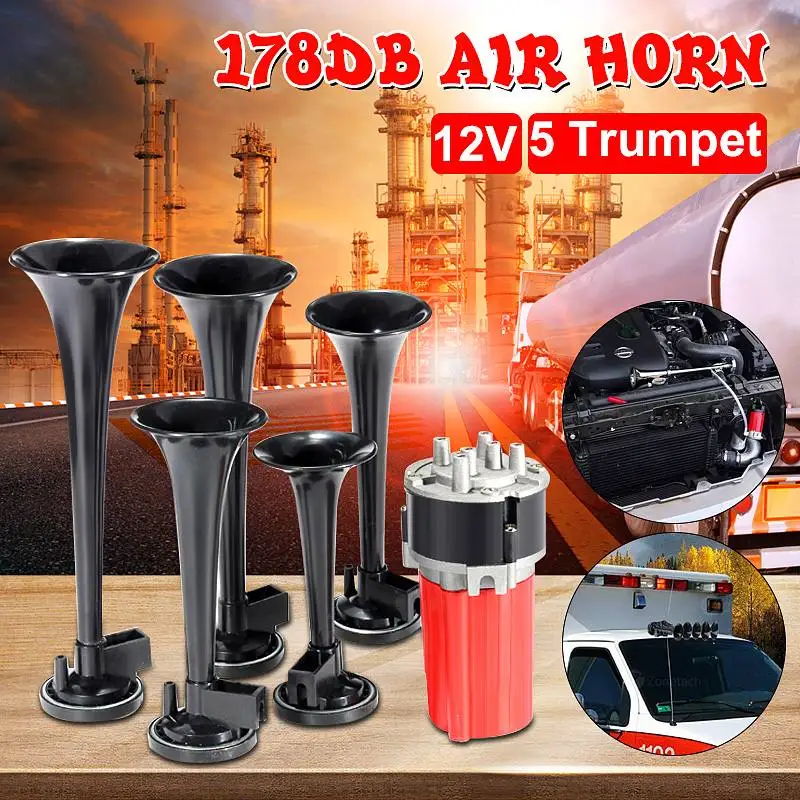 Universal 5 Trumpet Air Horn 12V 125dB DIXIE Musical Air Horn Dukes of Hazzard General-Lee Car Truck Boat Air Compressor