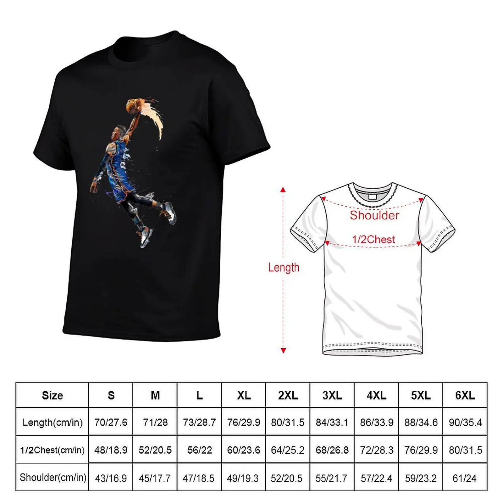 Russell Westbrook Dunking Art T-Shirt Active Wear Sports T-Shirt for Men