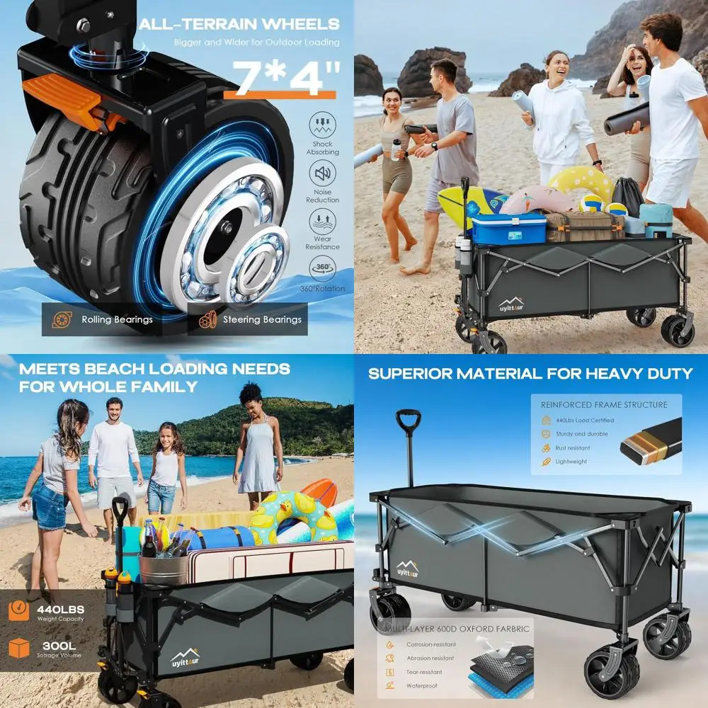 

Очень большой складной универсал объемом 300 л емкостью 440 фунтов и вездеходными колесами для приключений на свежем воздухе