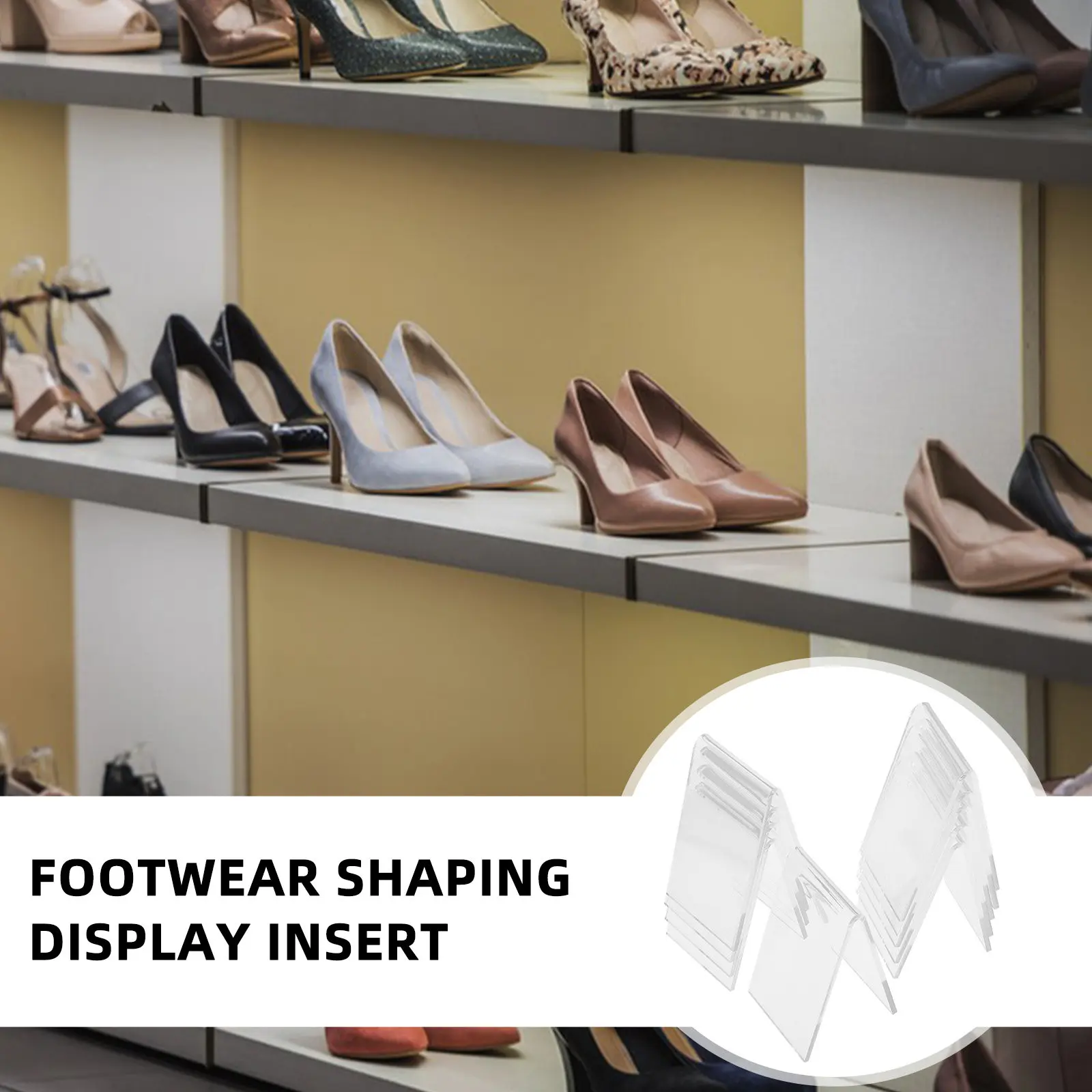 10Pcs Shoe Display Rack Clear Acrylic Shoe Stand for Retail Store Home Organization Sneakers Heels Boots Showcase