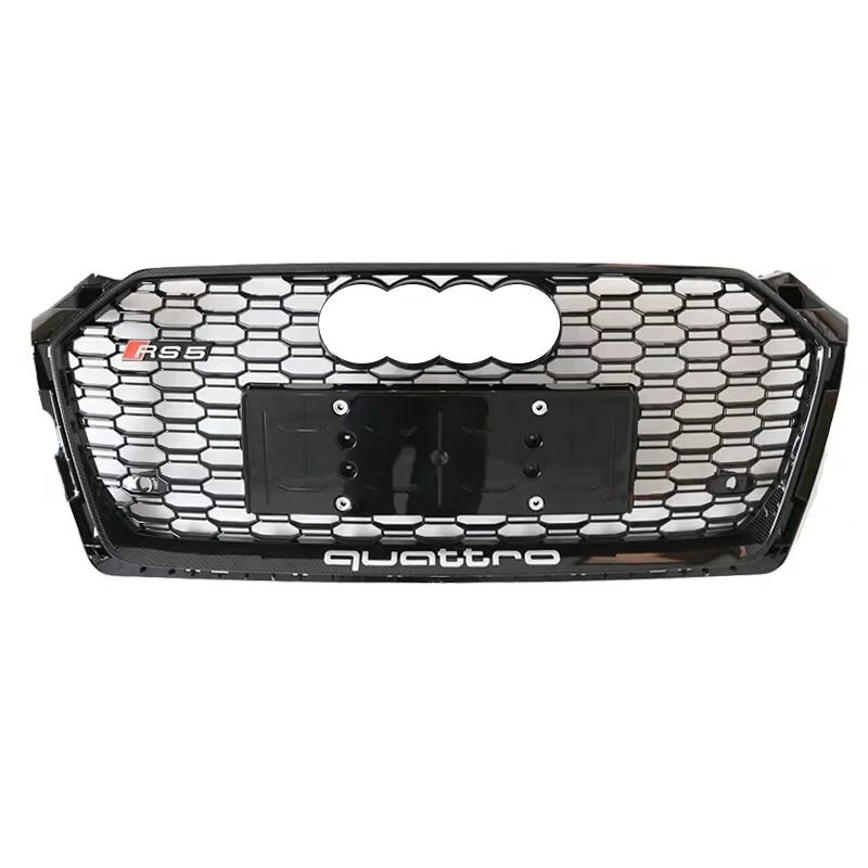 RS5 Honeycomb Grille Frame Black Electroplate Style for Audi A5 Sportback S5 B9 Front Grille for 2017 2018 2019 Models