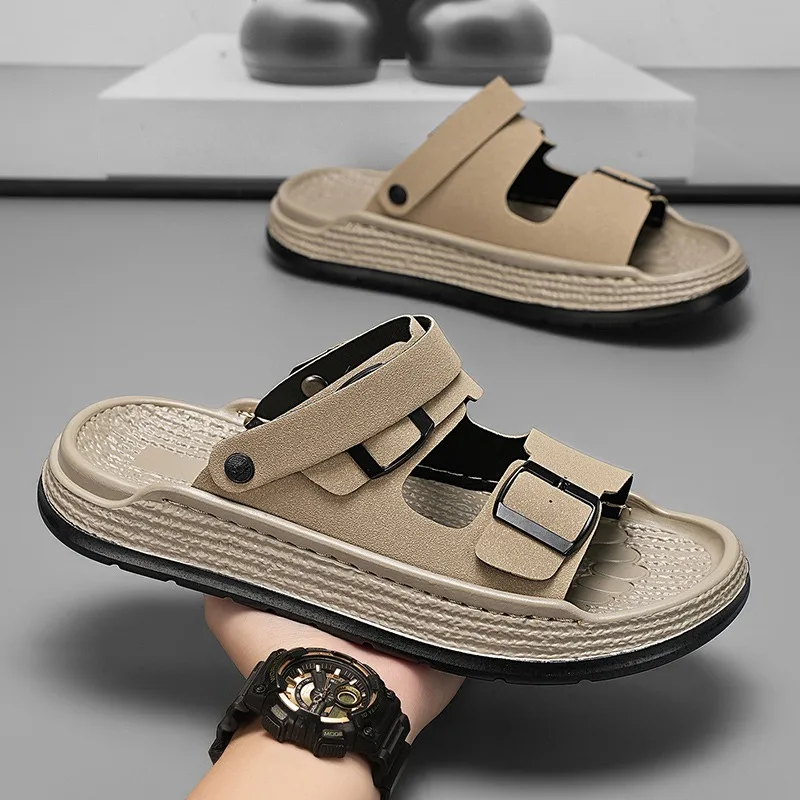 

Летние модные мужские повседневные пляжные сандалии, легкая дышащая обувь для мужчин, противоскользящие водонепроницаемые сандалии для мужчин