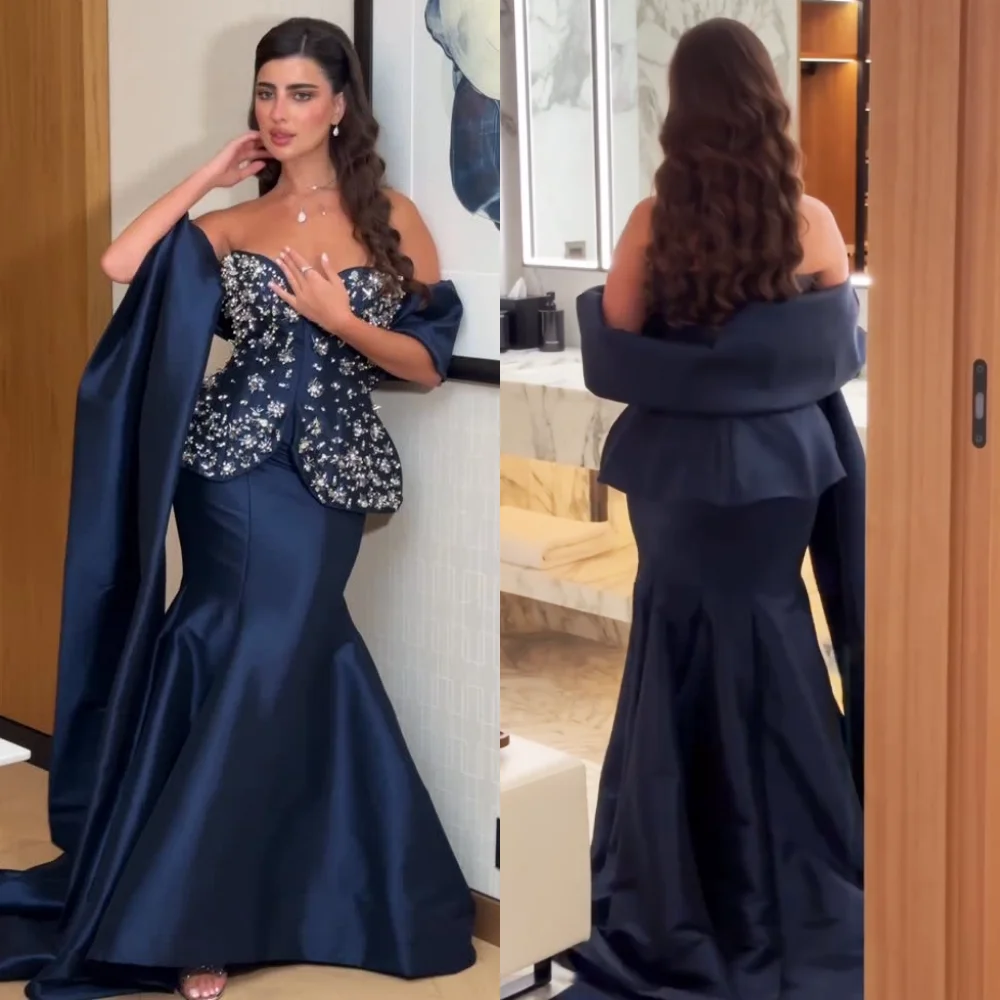 ชุดราตรีหรูหราสำหรับผู้หญิง ออกแบบพิเศษ ประดับด้วยคริสตัลและกลิตเตอร์ ทรงเมอร์เมด คอวี ยาวกรอมพื้น เหมาะสำหรับงานพิเศษ งานหมั้น