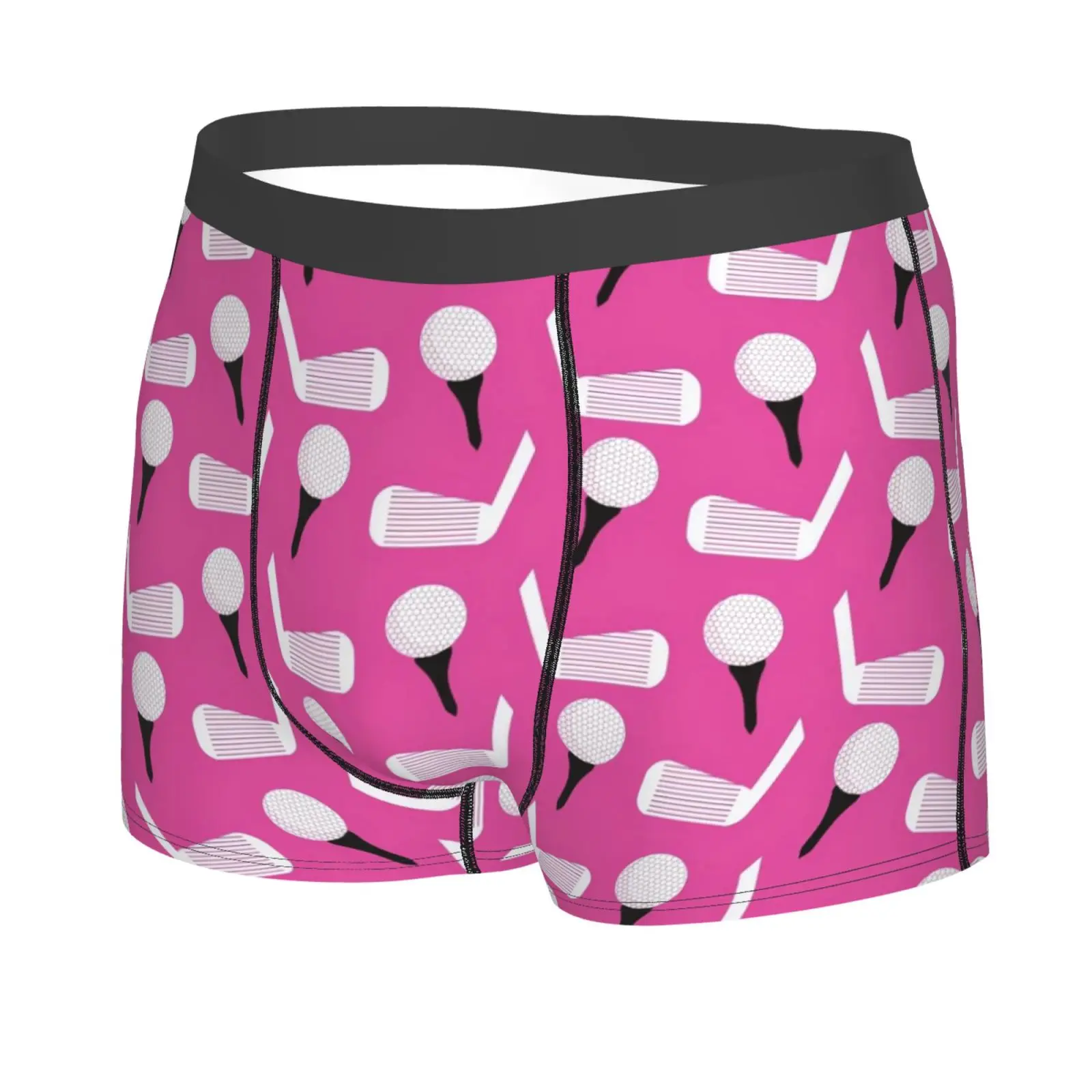 Cartoon Pink Golf Pattern Men Underwear Boxers Men's Novelty Underpant Breathable Printed Male Underpants Man Boxer Briefs
