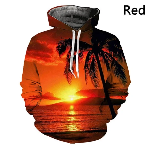 Hot Selling 3D Print Men/women HoodiesBeach Coconut Tree Pattern Fashion Print Oversized Hoodie