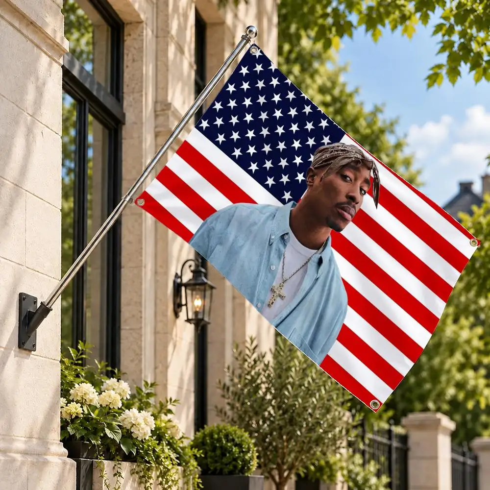 Rapper Tupac Shakur Flags Decor Flag Banner Indoor Outdoor Wall Decor for Garden Yard Porch Patio