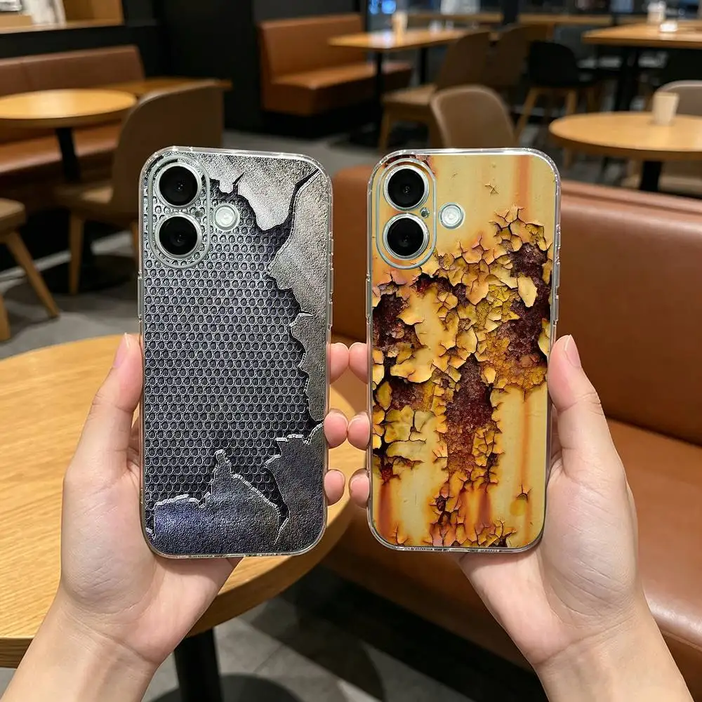 

Creative 3D Effects Rusty Metal Transparent Shockproof Phone Case For iPhone 17,16,15,14,13,12,11 Plus,Pro Max