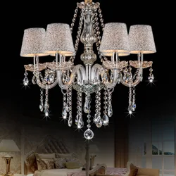 Lustre De Vidro Transparente Com Abajures, Lustres De Cristal De Estilo Europeu, Lustres De Vela, Restaurante Luz, 6 Cabeças