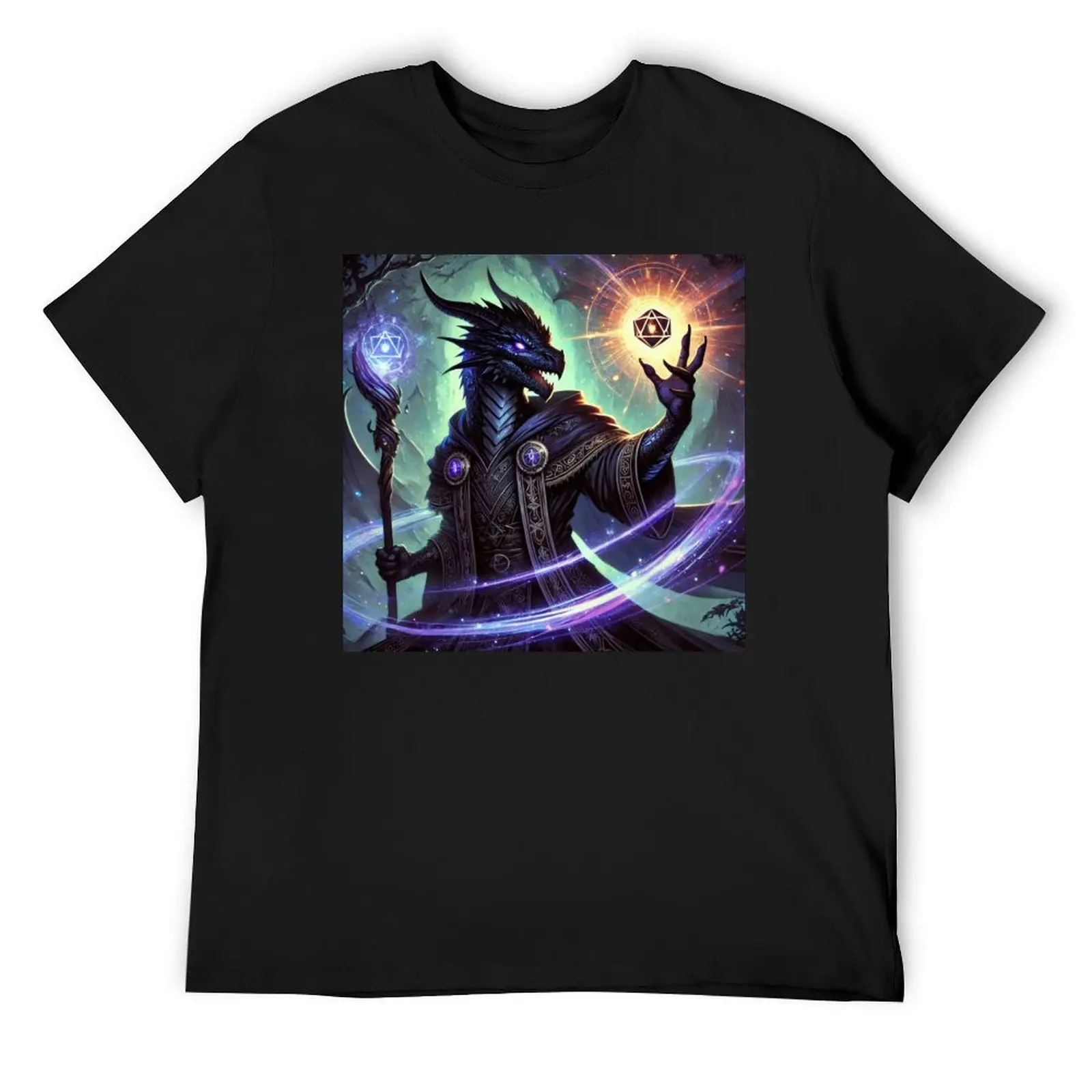 

Black Dragonborn Warlock T-Shirt anime figures topping graphic tee shirt mens white t shirts