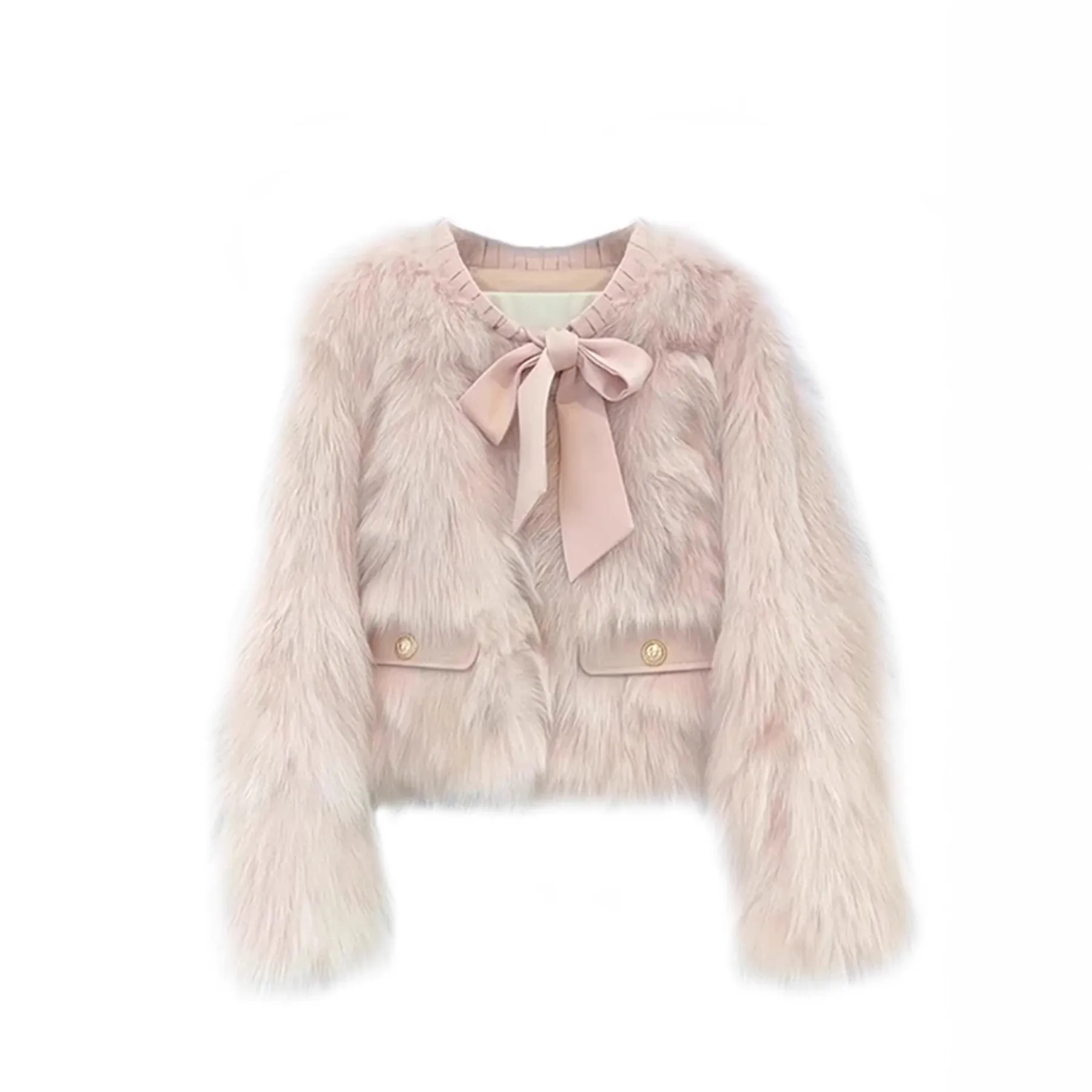 Round Neck No Hood Coat Regular Length Elegant Professional with Tie Detail Winter Regular Sleeve British Style Women Coat