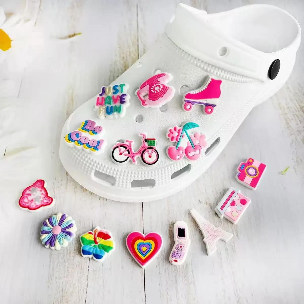 25/50PCS Pink Minimalist Series Shoe Charms For Sandals,Shoe Decoration Accessories Shoe Pins Great Gift For Men Wom