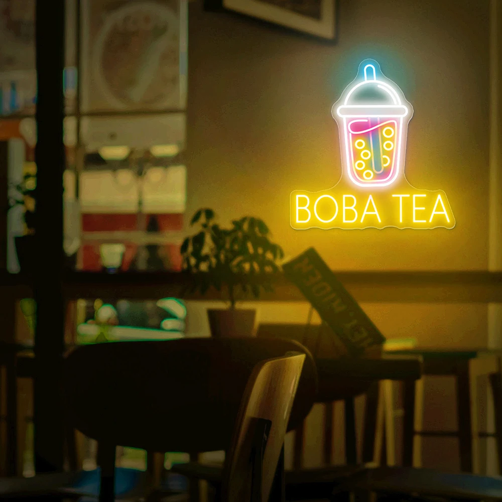 Boba Tea Neon Sign Milk Tea Led Signs for Coffee Sweet Bubble Tea Shop Decoration Custom Business Neon Sign Wall Art Decor