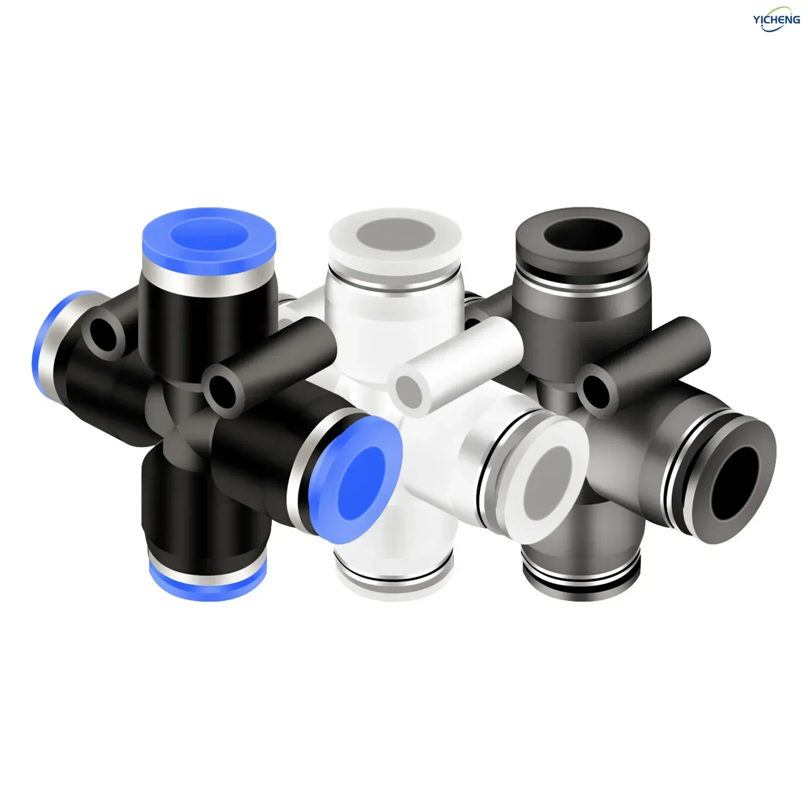PNEUMATIC Hose Connector four channels 4MM Tube OD Push to Connect Tube Quick Fittings Push Lock (Pack of 10)