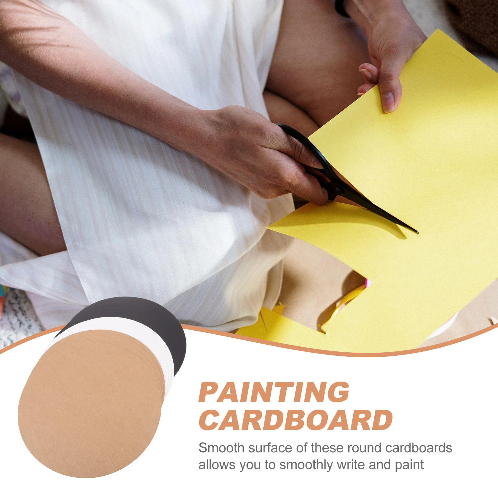 

60pcs Round Painting Cardboard Kraft Paper 3 Colors Black White Khaki Thick Diy Drawing Boards For Mandala Art Calligraphy