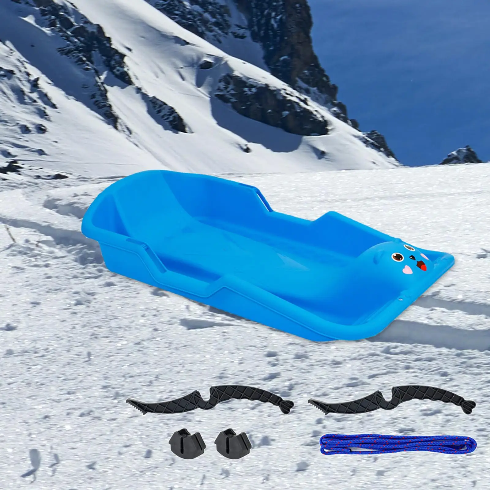 

Snow Sled with Brakes Handles Grass Sliding Board Snowboard Sleigh Sledding