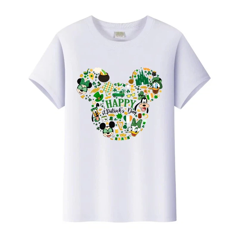 

Disney Mickey Mouse Friends Happy Print Tees Harajuku Man O-Neck Tops White Kids Blouses Family Loose T-Shirt Women Clothes Gift
