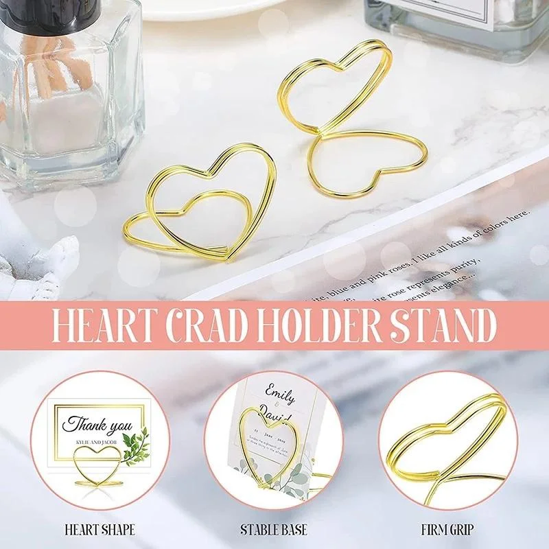 30Pcs Metal Memo Holder Heart Triangle Table Place card Holder Photo Clip Card Stand Wedding Banquet Message Holder