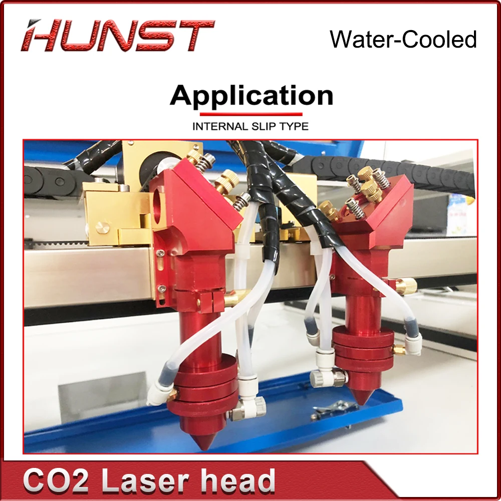 HUNST CO2 Laser Head Set with Water Cooling Interface Mirror Dia. 30mm / Lens Dia. 25mm FL 63.5&101.6mm Integrative Mount Holder