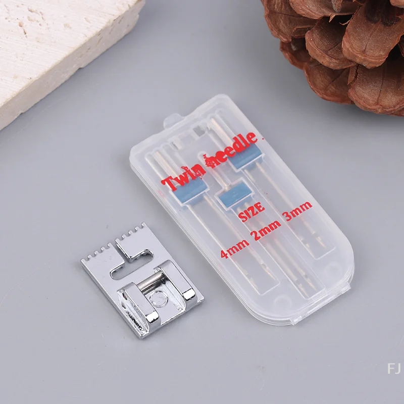 

[YU]9 Groove Pintuck Presser Foot + 3 Pcs Double Head Sewing Machine Needles 3 Size 2/3/4mm For Household Sewing Accessories