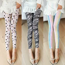 Summer Thin Fashion Personality Mesh Colorful Printed Women Leggings Stretch Breathable Sunscreen Hottie Sexy Cropped Pants