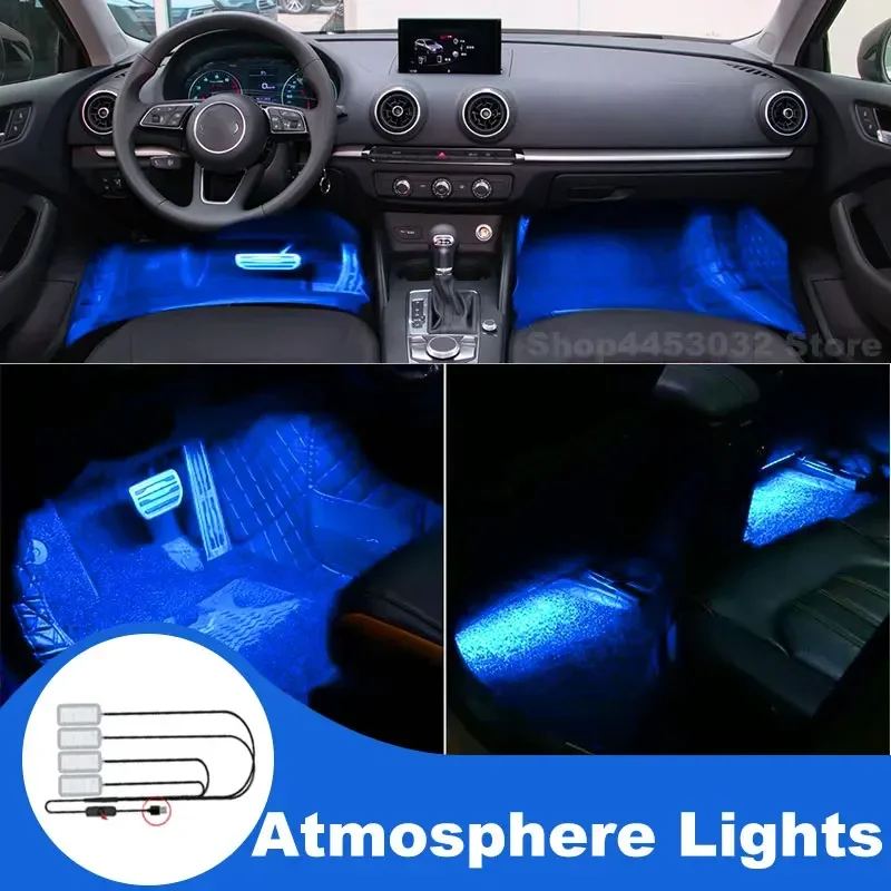 

Car interior Lamp For Audi A3 A4 S4 RS4 B6 B7 A6 RS6 S6 C6 S5 Q7 A8 S8 Led Usb Foot Ambient Light Interieurs Voiture Blue