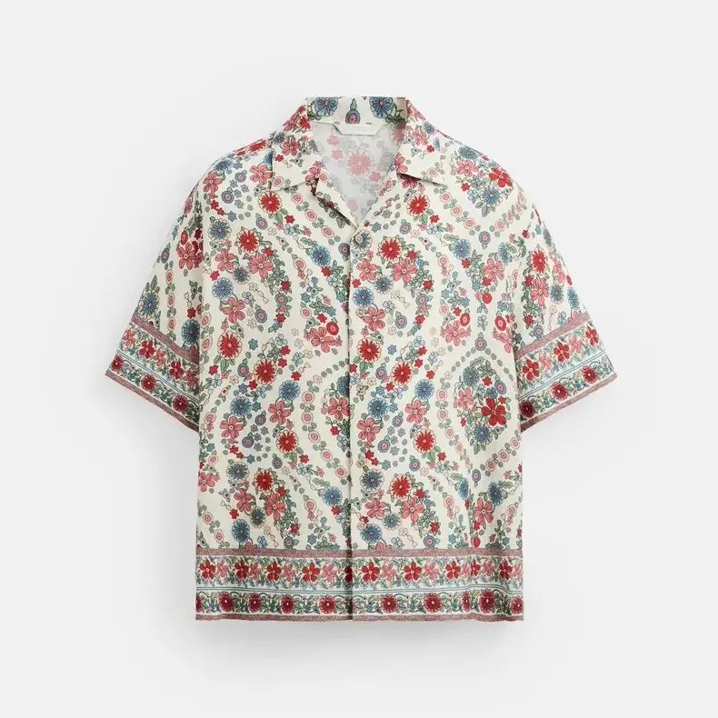 

Loose Floral Print ort Sve irt Men's Summer New Arrival Casual Cuban Collar Regular Length Lightweight Breathable