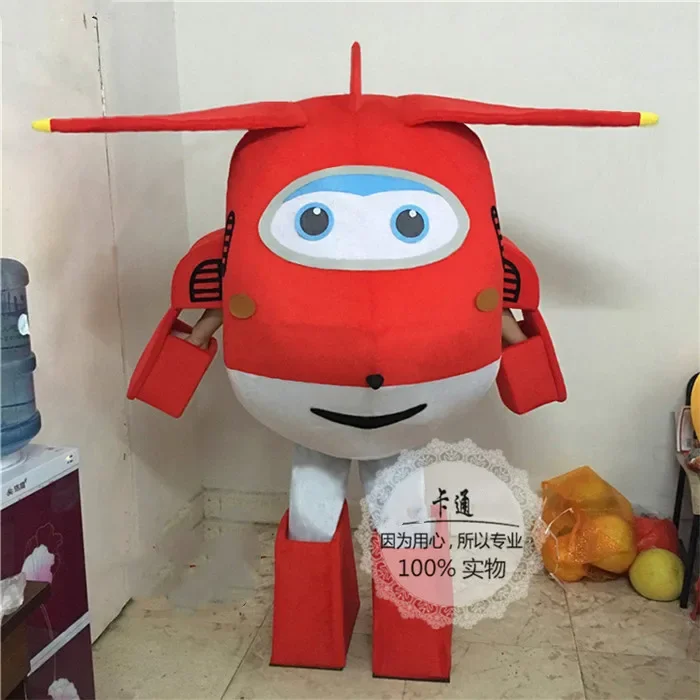 

Super Wings Jett Mascot Costume Plane Cartoon Character Mascot Birthday Party Carnival Festival Fancy Cosplay Dress Adult Outfit