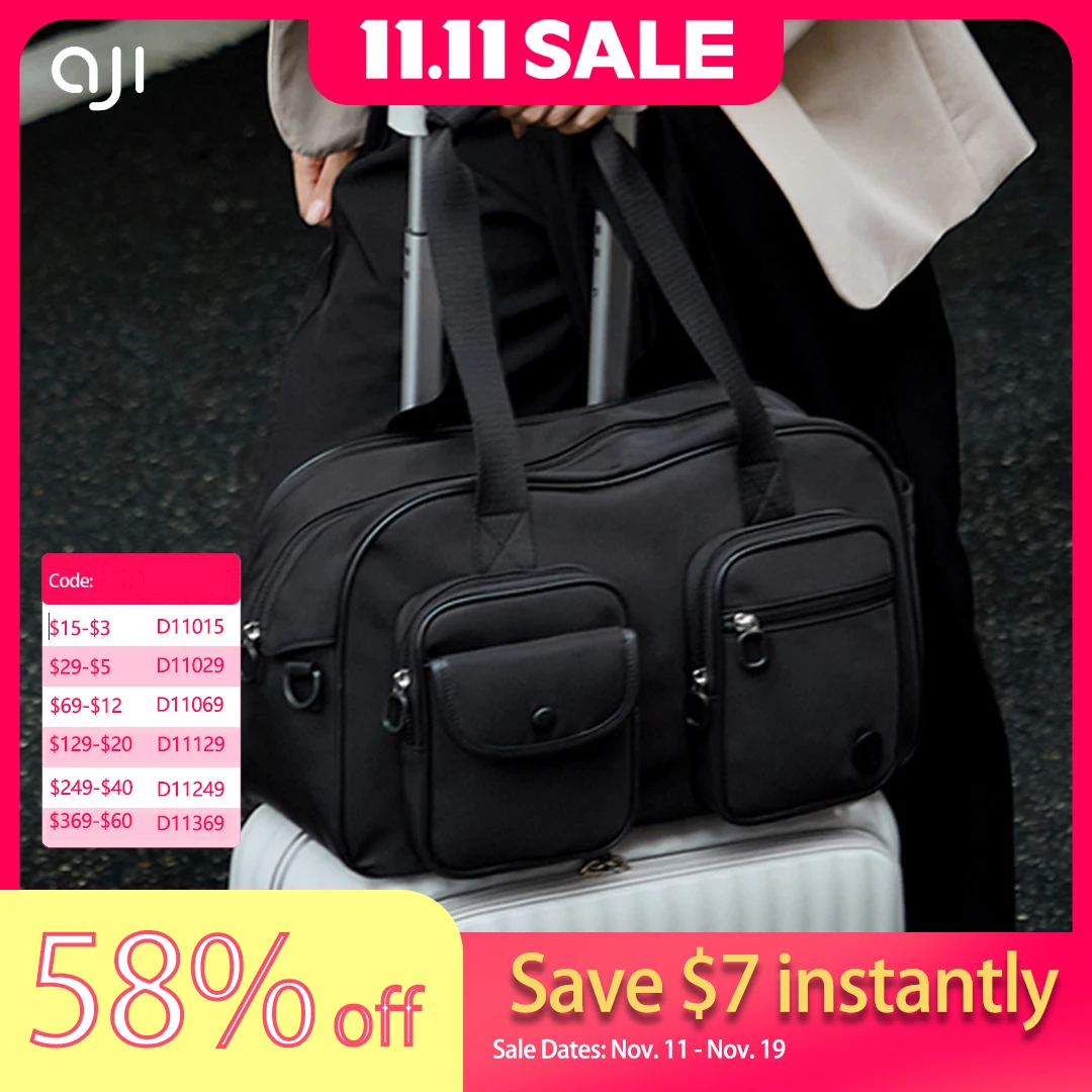 

AJI женская дорожная сумка, нейлоновая ручная дорожная сумка, сумка для ручной клади, большая вместительная сумка для выходных, спортивная сумка для спортзала, ночная сумка