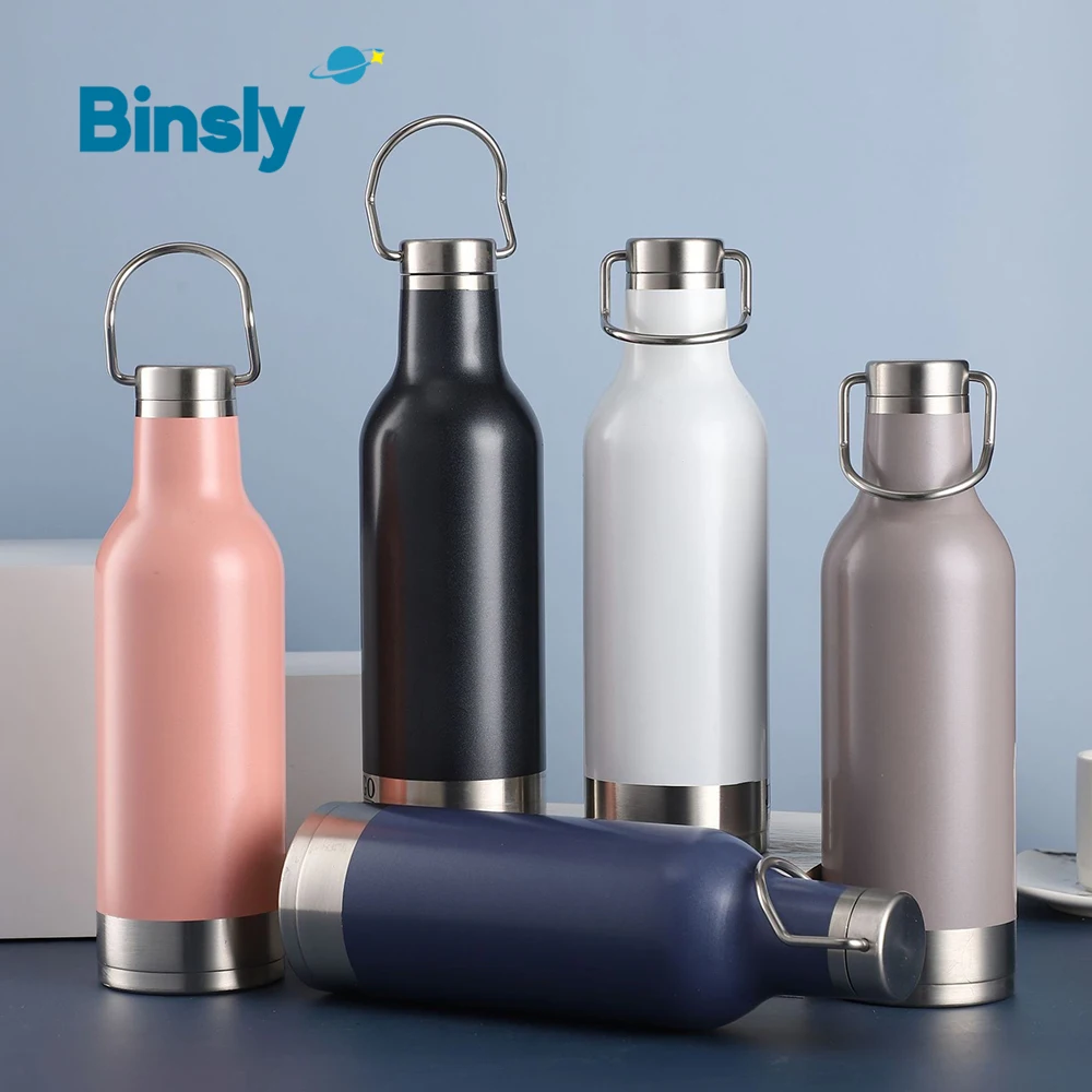 

500 мл изолированная чашка с маленьким горлышком из нержавеющей стали, спортивная бутылка для воды на открытом воздухе, 17 унций, портативные термосы, стакан с ручкой