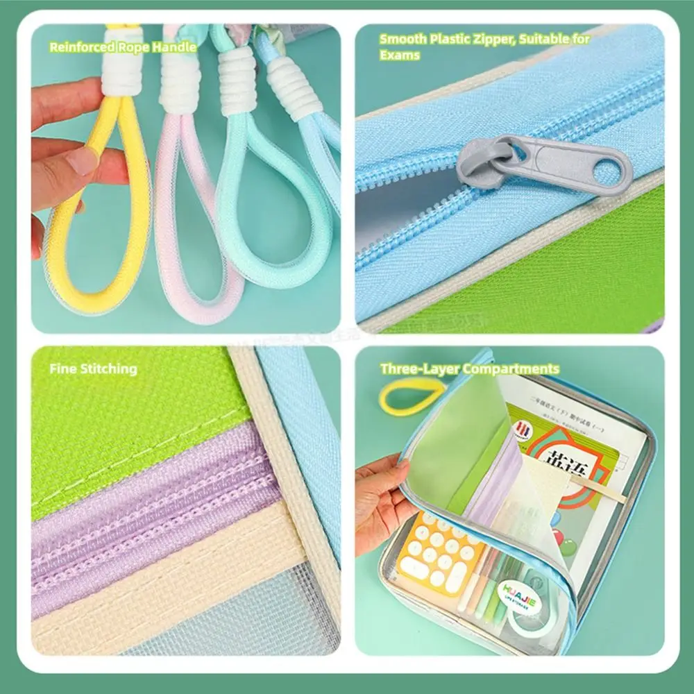 

Simple L-shape Large Opening File Bag Transparent Handheld Tutoring Bag Mesh Folder Students