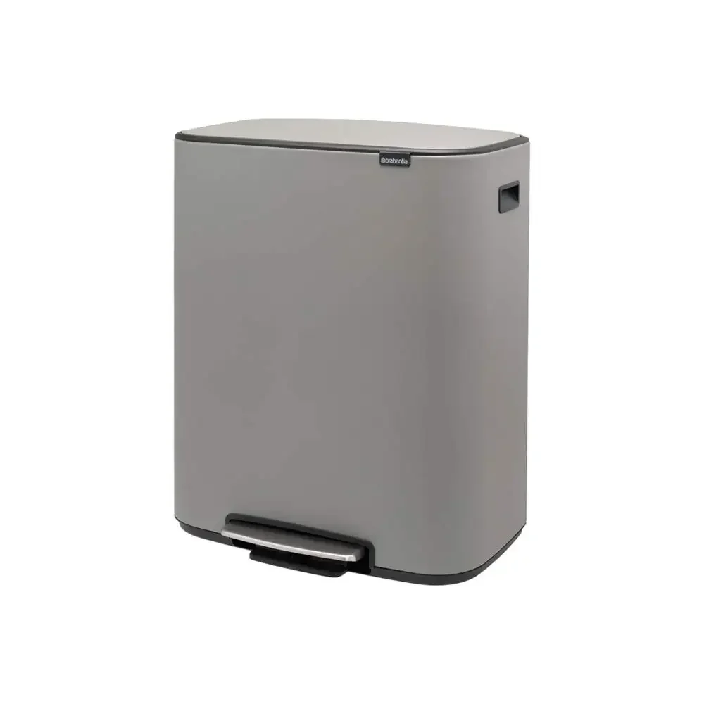 Brabantia Bo Step-On Pedal Trash Can - 16 Gal Inner Bucket (Mineral Concrete Gray) Waste/Recycling Garbage Can, Removable